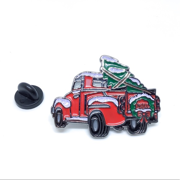 NEW Red Truck Christmas Tree Noel Enamel Pin - Picture 8 of 11